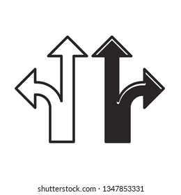 black and white direction vector arrow icons isolated on white