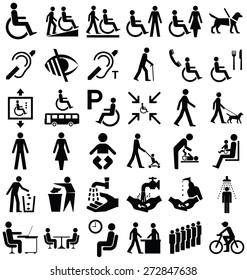 Black White Disability People Related Graphics Stock Vector (Royalty ...