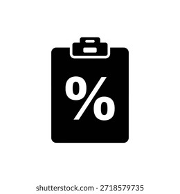 Ícone de Área de Transferência do Documento de Desconto em Preto-e-Branco