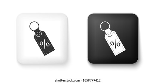 Black and white Discount percent tag icon isolated on white background. Shopping tag sign. Special offer sign. Discount coupons symbol. Square button. Vector.