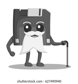 black and white diskette character black and white style