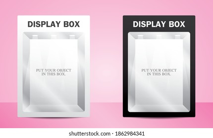 Black and white display box 3D illustration vector for putting your object as a window display.