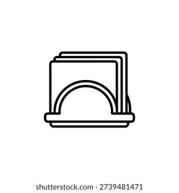 Black and white disposable tableware icon minimalist vector illustration of paper plates and napkins for party catering and food packaging design