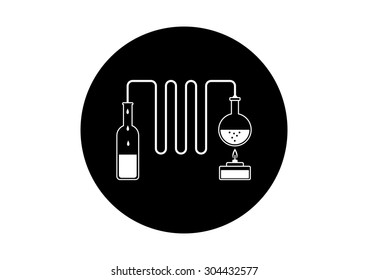 Black and white distillation kit on white background 