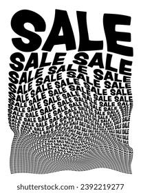 Schwarz-weißer, verzerrter Hintergrund, der aus abnehmendem Sale besteht. Optische Illusion zerriss Tapete. Vektorgrafik.