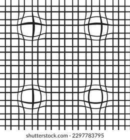 Black and white distorted grid seamless pattern. vector illustration. deforn grid,distortion
