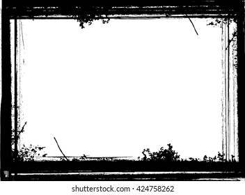 Black and White Distress Texture .Vector Illustration. Grunge Border Frame.