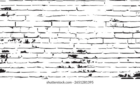 a black and white distressed brick wall texture with high contrast and weathered appearance background design