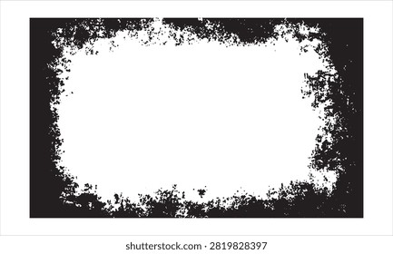 Black and white distressed grunge border texture overlay with distressed weathered abstract