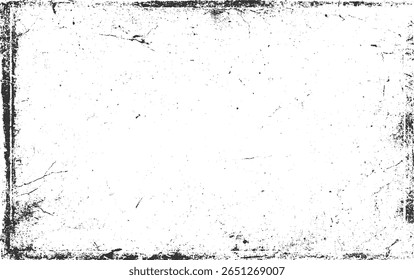 Uma textura grunge angustiada em preto e branco com manchas espalhadas e bordas rachadas.