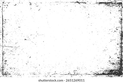 Uma textura grunge angustiada em preto e branco com manchas dispersas e marcas lineares.
