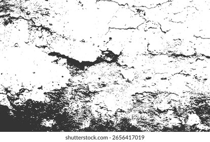 Eine schwarz-weiße, bedrückte Textur mit Rissen und rauen Flecken.