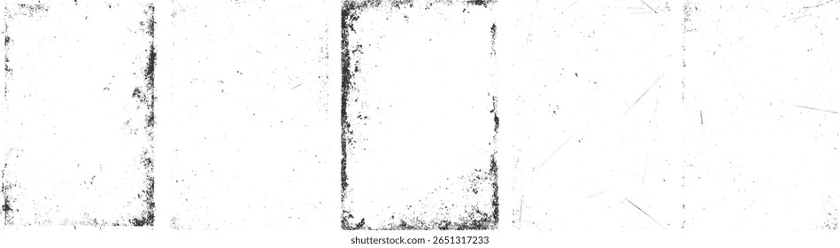 Textura angustiada em preto e branco com manchas e arranhões espalhados formando bordas.