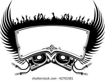 Black And White DJ Flayer. Vector Illustration.