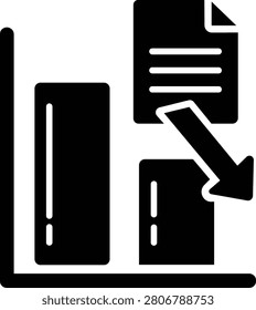 Black and white document deletion with trash arrow blackandwhite