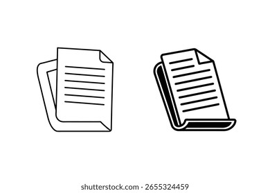 Black and white document icons paper text