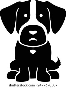 a black and white dog with a collar silhouette vector illustration