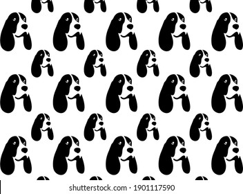 Black White Dog Face Pattern Stock Vector (Royalty Free) 1901117590