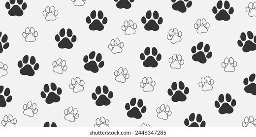 Black White Dog Footprints Pattern