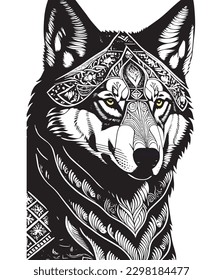 black and white dog head fullly vector and editable 