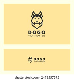 Black and white dog head silhouette logo with elegant design