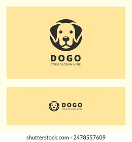 Black and white dog head silhouette logo with elegant design