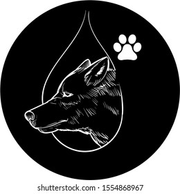 black and white dog ideal for use as a cat protective society logo