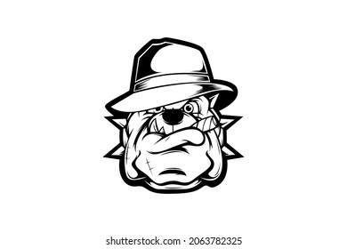 black and white dog illustration vector drawing