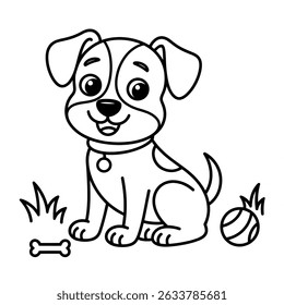 A black and white a dog illustration vector style coloring page