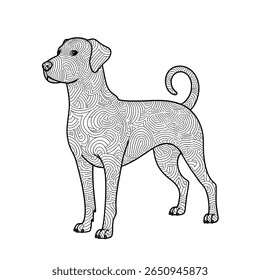 Black and white dog illustration vector 