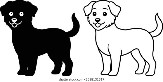 Black And White Dog Illustrations Side View