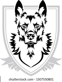 Black and white dog, logo. Vector illustration.