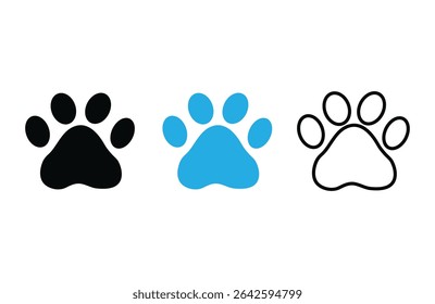 Black and White Dog Paw Icon Pair vector