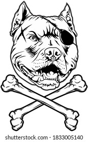 black and white dog pirates vector