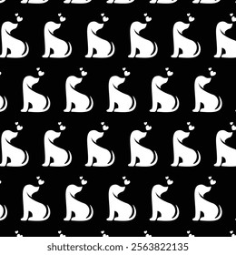 black and white dog Seamless Pattern 