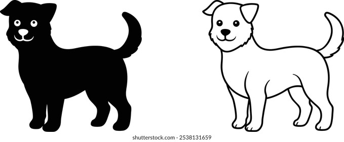 Black and White Dog Silhouette Illustration