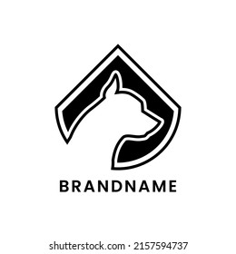 black and white dog silhouette logo concept