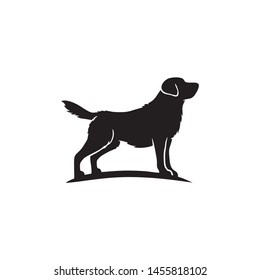 Black and white dog silhouette vector