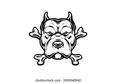 black and white dog vector drawing