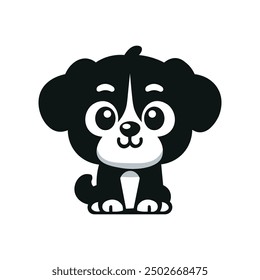 Black and white dog vector, illustration, art, cartoon