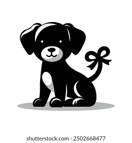 Black and white dog vector, illustration, art, cartoon