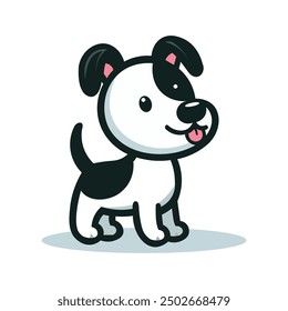 Black and white dog vector, illustration, art, cartoon