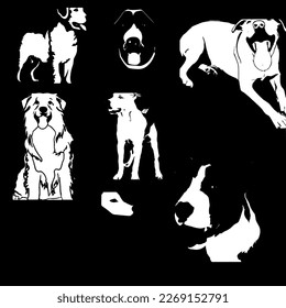 Black and white dog vector images 