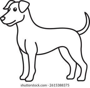 Black and White Dog Vector — Outline Line Art for Coloring Pages and Print