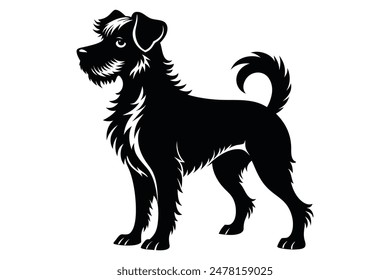 Black and white dog vector silhouette.