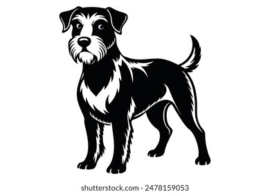 Black and white dog vector silhouette.