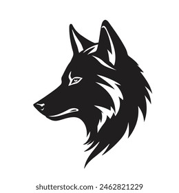 Black and White Dog or Wolf Head isolated vector template icon