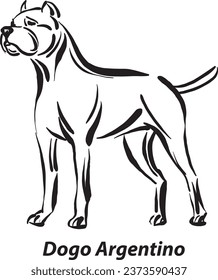 Schwarz-Weiße Hunde Dogo Argentino Rasse Design Linie Kunst am beliebtesten Pinselstrich Freehe und Zeichnen Vektorgrafik