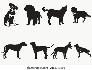 black and white dogs vector illustration