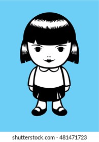 Black and white Doll. Vector Illustration